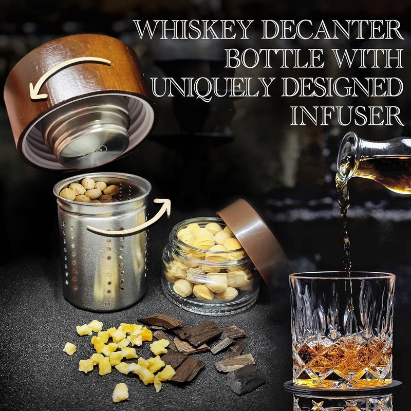 Krafterize DIY Whiskey Gifts for Men - DIY Whiskey Infusion Set - Whiskey Making Kit - Decanter Set with Botanicals & Wood Chips - Bourbon Decanter & Birthday Gifts for Men - Image 4